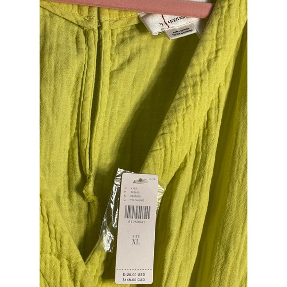 Anthropologie Celia Gauzy Romper Bright Yellow NWT SZ XL - Picture 9 of 16